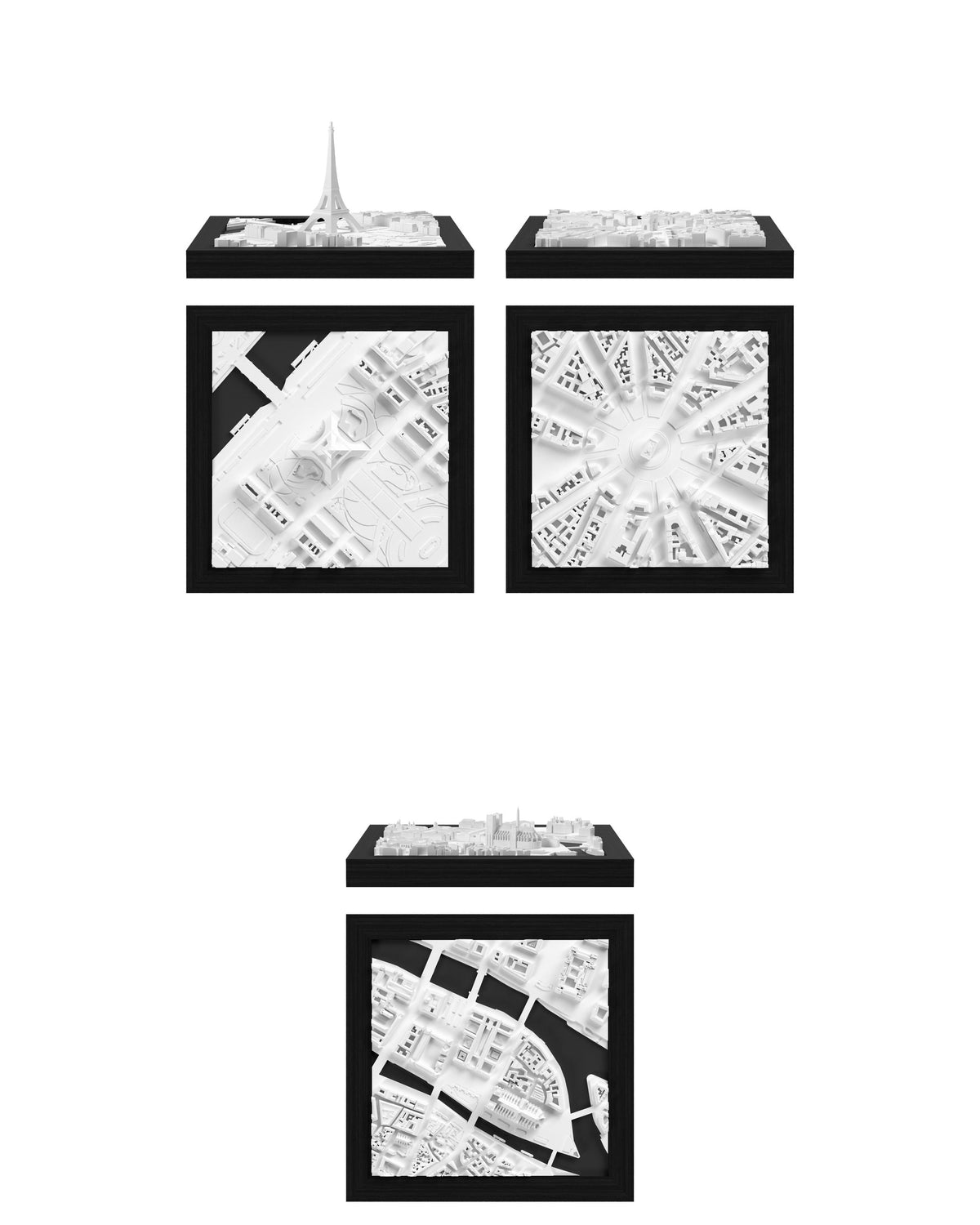 Paris Set: Paris - Eiffel Tower, Paris - Arc de Triomphe, Paris - Notre Dame CUBE 3D city models - CITYFRAMES